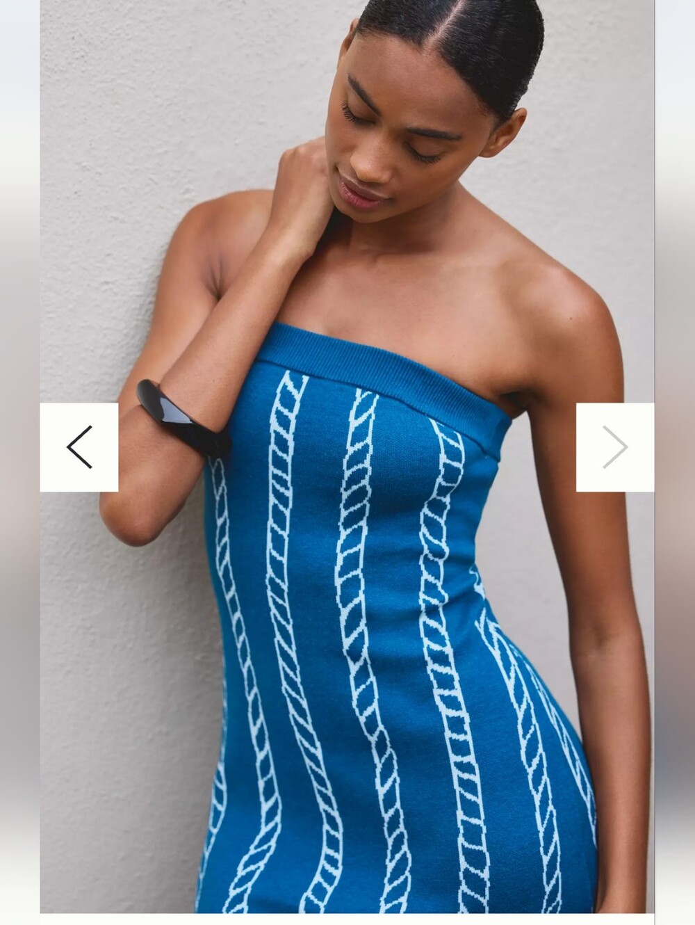 Celandine Strapless Blue Knit Mini Dress - Picture 2 of 5